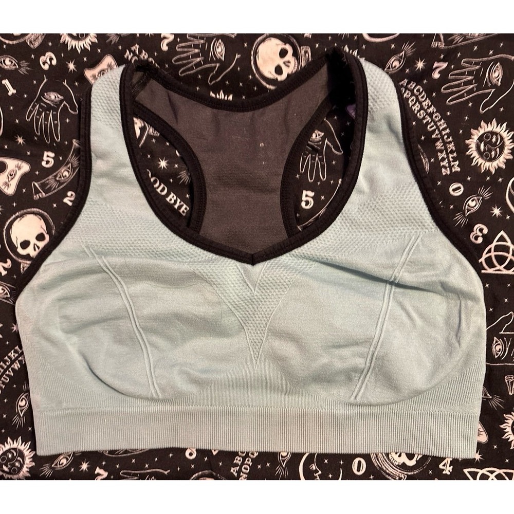 Women's Light Blue & Grey Medium‎ Impact Racerback Sports Bra, Large